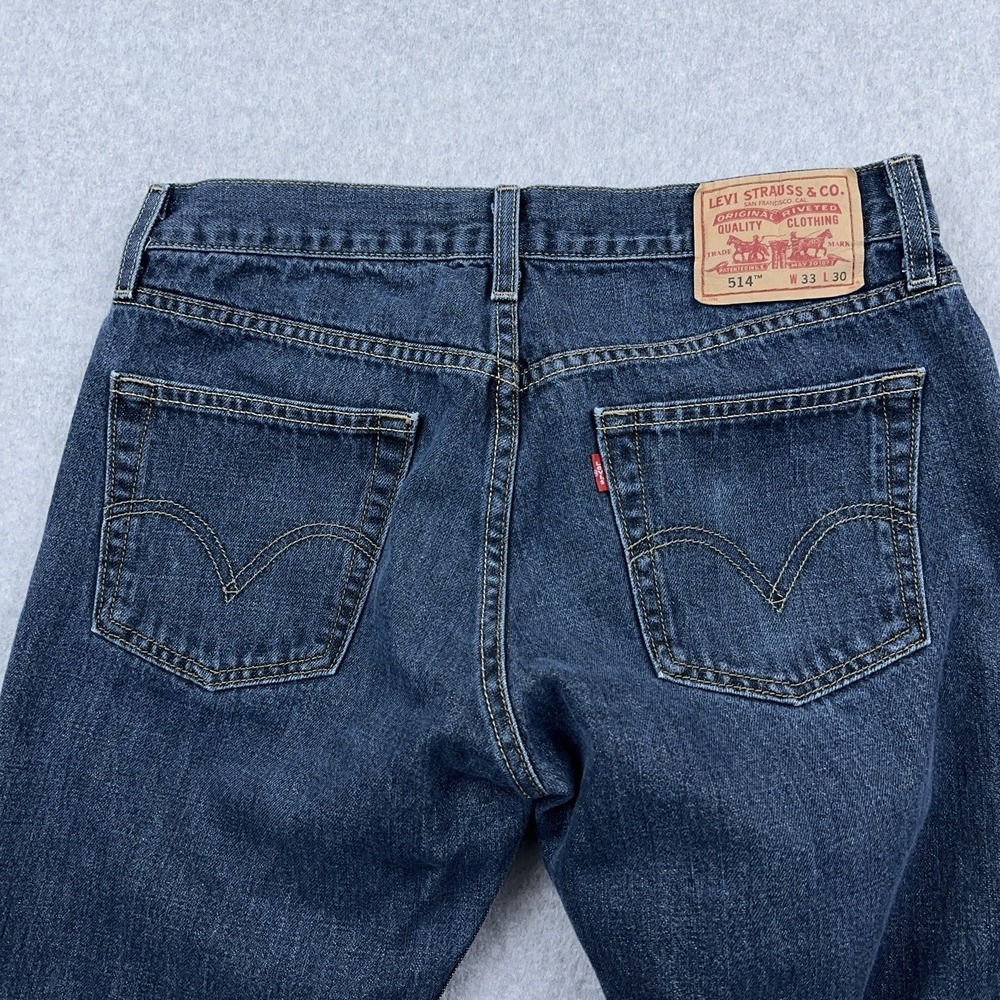 Levi's 514 Jeans Mens 33x30 FITS 32x29 Slim Straight Medium Wash 100% Cotton - Picture 9 of 11